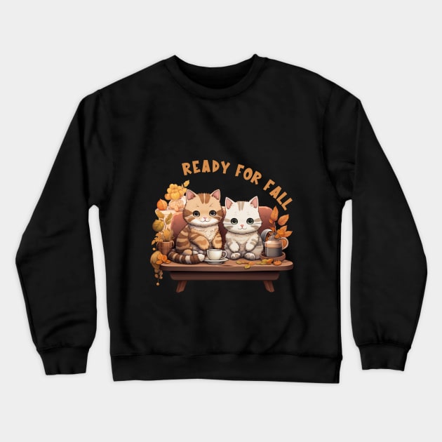 Two Kitties Ready For Fall Crewneck Sweatshirt by Piggy Boxer